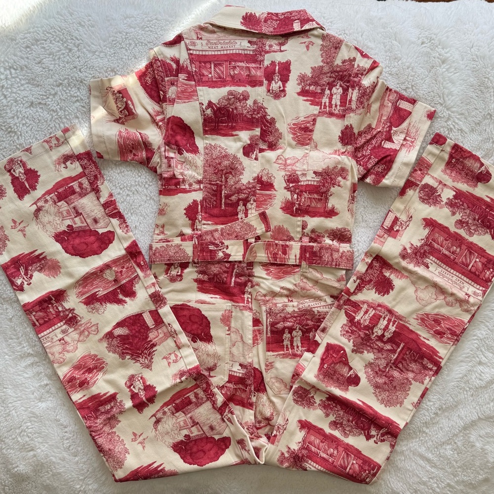 Rachel Antonoff Red and Cream Jumpsuit - Picture 2 of 14